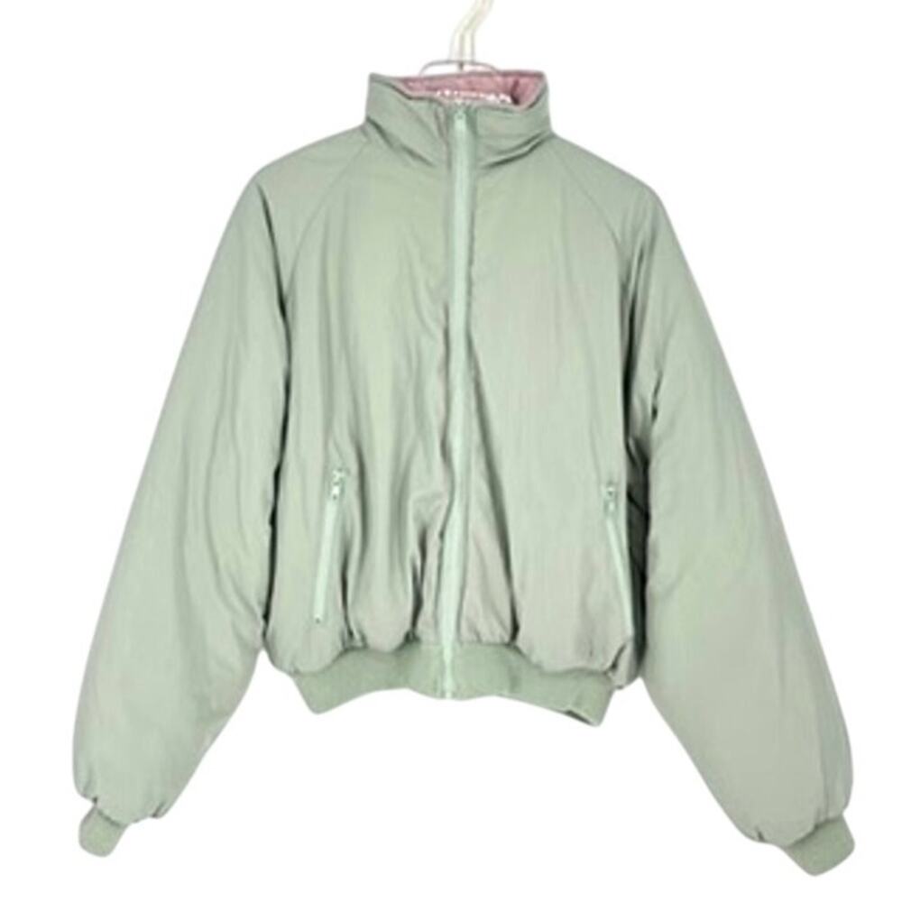 Brandy Melville Faith Reversible Puffer Jacket Oversized Pink Green John Galt - Picture 2 of 6